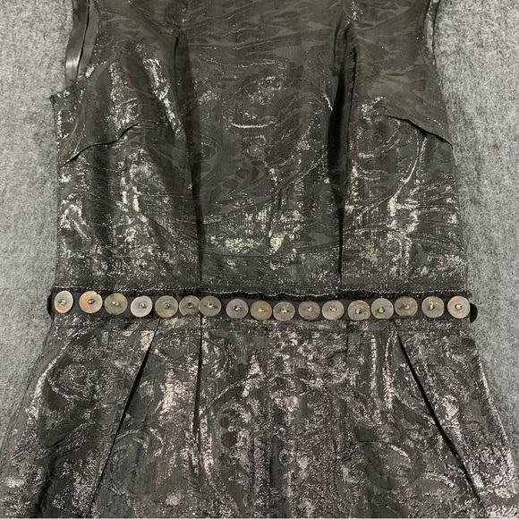 $2700 LANVIN Black Woven Crew Neck A-Line Black Dress Paris France100%silk 38 - Picture 2 of 12